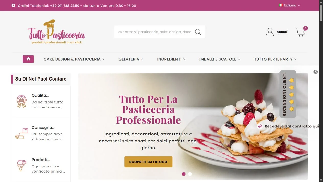 Tutto Pasticceria — migrazione PrestaShop